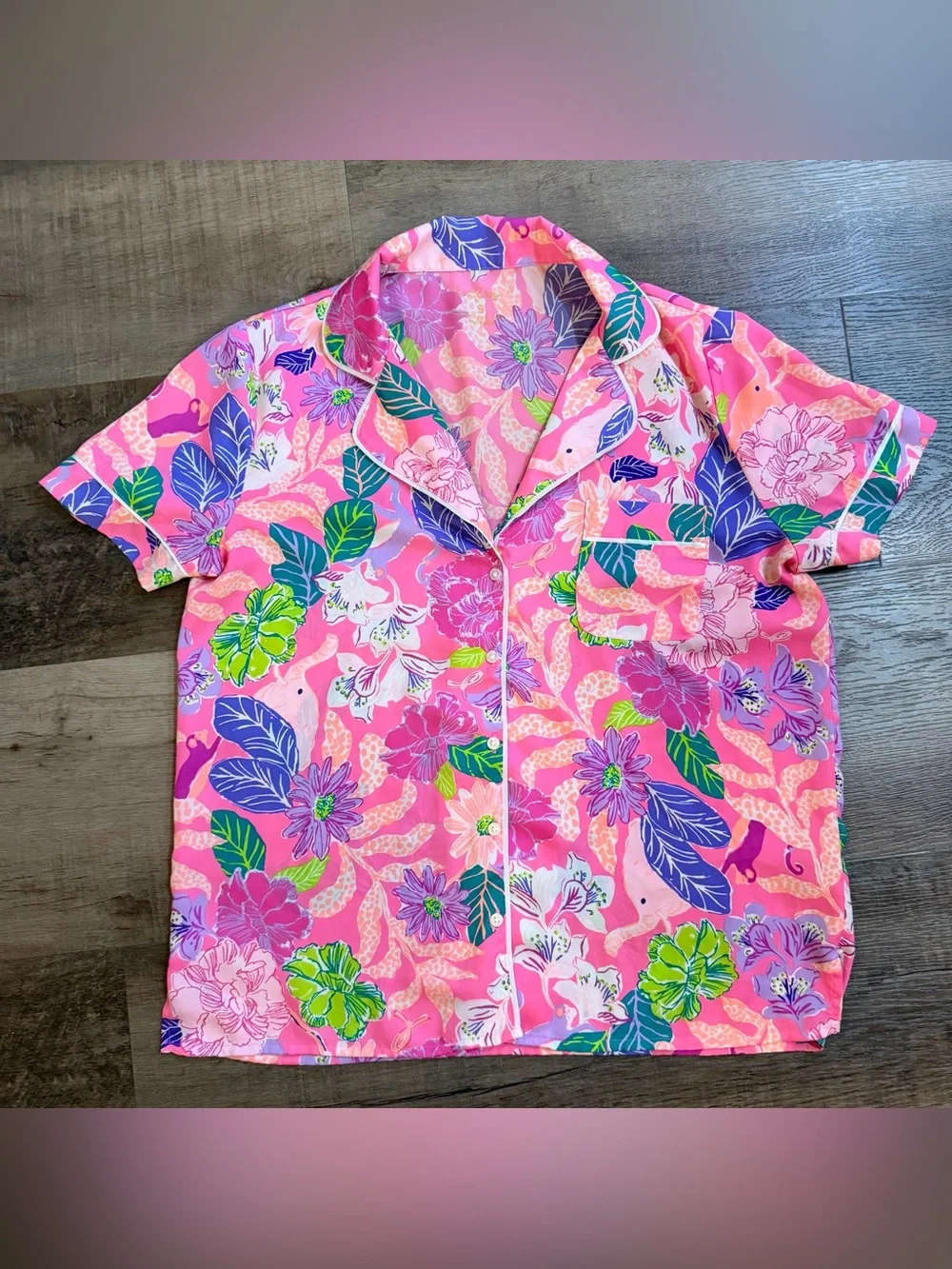 Lilly Pulitzer Teagan Tropical Floral Short Pajama Set🌸🐘 Size Small - Picture 2 of 15